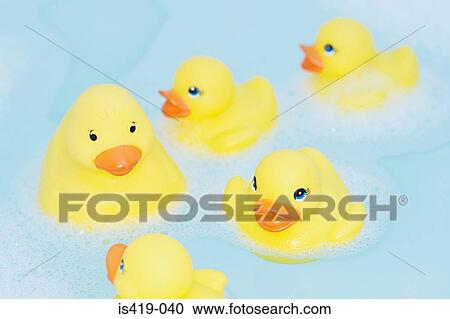 Stock Image - Rubber ducks in the bath. Fotosearch