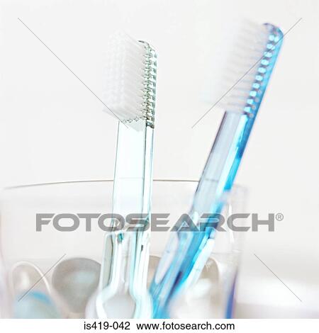Two toothbrushes in a beaker View Large Photo Image Stock Image - Two toothbrushes in a beaker. Fotosearch