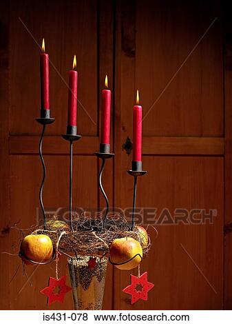 Christmas decoration with candles View Large Photo Image Stock Photo - Christmas decoration with candles. Fotosearch