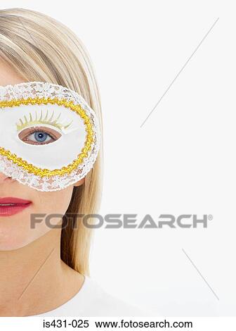 Woman wearing an eye mask View Large Photo Image Stock Photography - Woman wearing an eye mask. Fotosearch