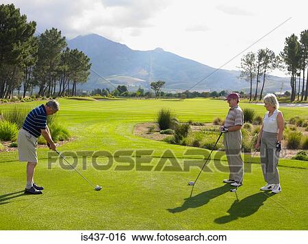 Friends playing golf View Large Photo Image Stock Photograph - Friends playing golf. Fotosearch