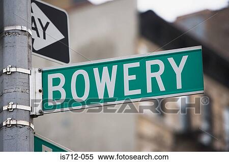 Bowery street sign View Large Photo Image Stock Photography - Bowery street sign. Fotosearch