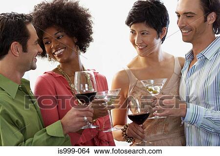 Friends with wine and cocktails View Large Photo Image Picture - Friends with wine and cocktails. Fotosearch