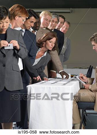 Office workers with name tags View Large Photo Image Stock Photo - Office workers with name tags. Fotosearch
