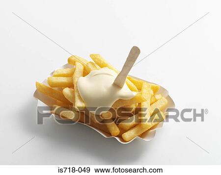 Chips and mayonnaise View Large Photo Image Stock Photo - Chips and mayonnaise. Fotosearch