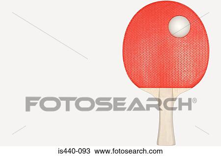 Stock Image - Table tennis bat and ball. Fotosearch