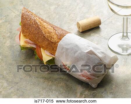 Stock Photography - Baguette and wine. Fotosearch