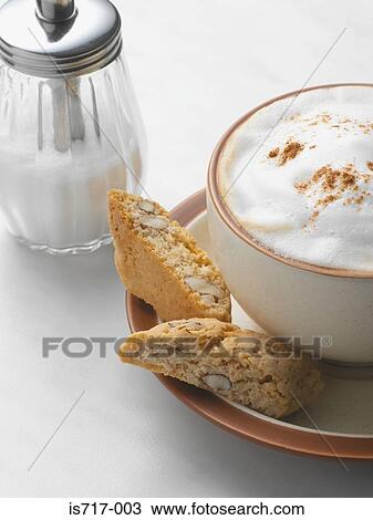 Cappuccino and almond biscotti View Large Photo Image Stock Image - Cappuccino and almond biscotti. Fotosearch