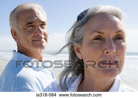 Picture - Senior couple on beach. Fotosearch