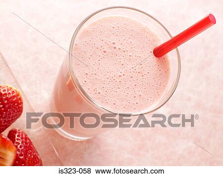 Strawberry milkshake View Large Photo Image Stock Photo - Strawberry milkshake. Fotosearch