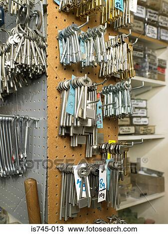 Stock Image - Keys in a hardware store. Fotosearch