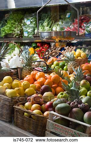 Organic fruit and vegetables in greengrocers View Large Photo Image Stock Image - Organic fruit and vegetables in greengrocers . Fotosearch