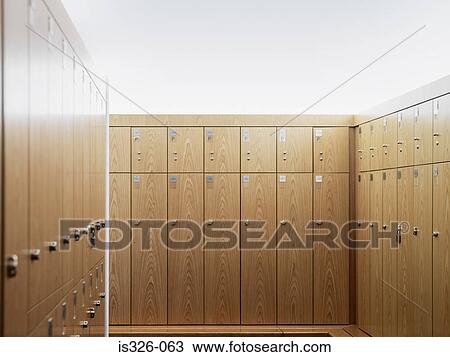 Stock Image - Empty locker room in gym. Fotosearch
