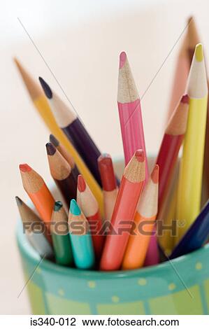 Coloured pencils in a pot View Large Photo Image Stock Image - Coloured pencils in a pot. Fotosearch