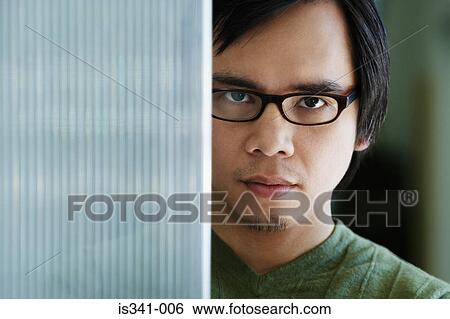 Man behind partition View Large Photo Image Stock Photograph - Man behind partition. Fotosearch
