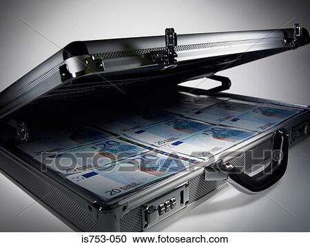 Briefcase full of twenty euro notes View Large Photo Image Stock Image - Briefcase full of twenty euro notes. Fotosearch