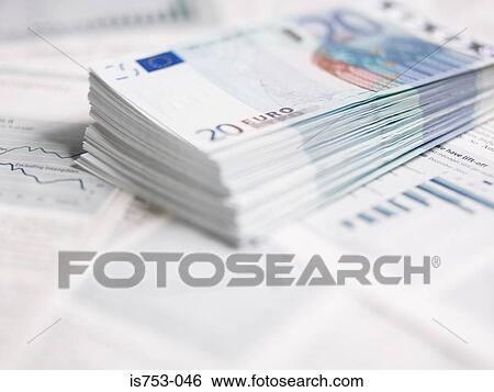 Pile of twenty euro notes on paperwork View Large Photo Image Stock Photograph - Pile of twenty euro notes on paperwork. Fotosearch