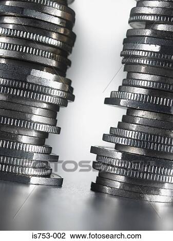 Stock Image - Piles of coins. Fotosearch
