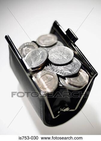 Stock Image - Purse full of coins. Fotosearch