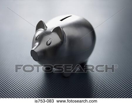 Stock Image - Silver piggy bank. Fotosearch