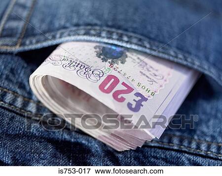 Twenty pound notes in a pocket View Large Photo Image Stock Photo - Twenty pound notes in a pocket. Fotosearch