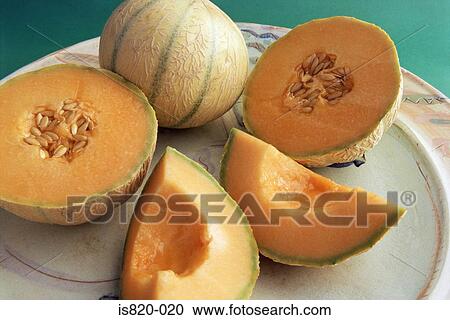 Stock Image - Cantaloupe melon. Fotosearch