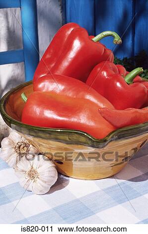 Red bell pepper chilli pepper and garlic View Large Photo Image Stock Image - Red bell pepper chilli pepper and garlic. Fotosearch