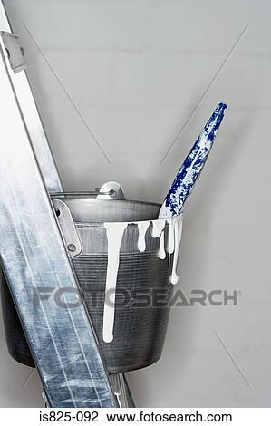 Bucket of paint on stepladder View Large Photo Image Stock Image - Bucket of paint on stepladder. Fotosearch