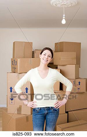 Woman with cardboard boxes View Large Photo Image Stock Image - Woman with cardboard boxes. Fotosearch
