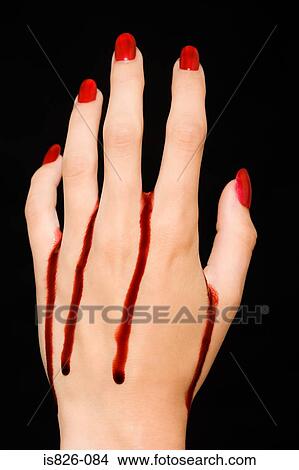 Female hand with blood View Large Photo Image Picture - Female hand with blood. Fotosearch