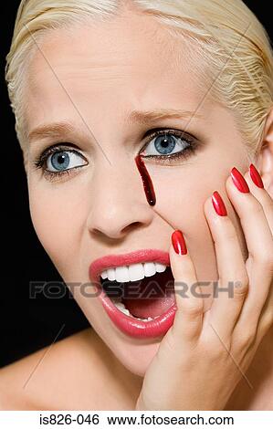 Woman crying blood View Large Photo Image Stock Photograph - Woman crying blood. Fotosearch