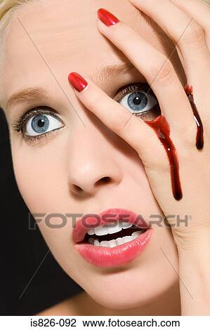 Woman with blood on her hands View Large Photo Image Stock Image - Woman with blood on her hands. Fotosearch