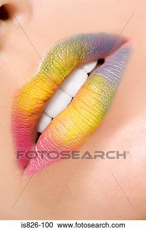 Woman with colourful lipstick View Large Photo Image Stock Image - Woman with colourful lipstick. Fotosearch