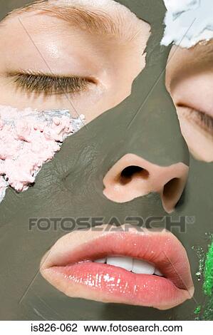 Woman with face masks on View Large Photo Image Stock Image - Woman with face masks on. Fotosearch