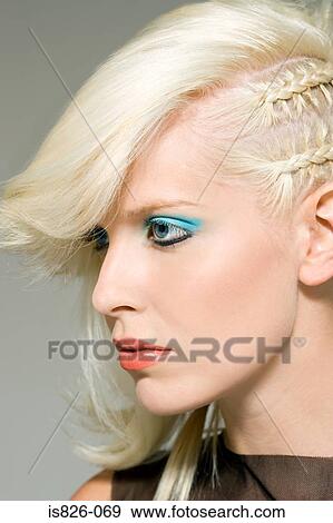 Woman with funky hairstyle View Large Photo Image Stock Photo - Woman with funky hairstyle. Fotosearch