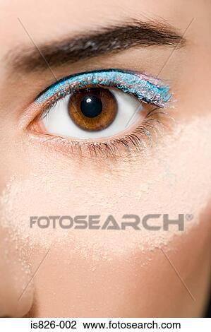 Woman with powder around her eye View Large Photo Image Stock Image - Woman with powder around her eye. Fotosearch