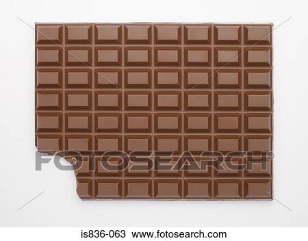 Stock Image - Chocolate bar with missing bite. Fotosearch