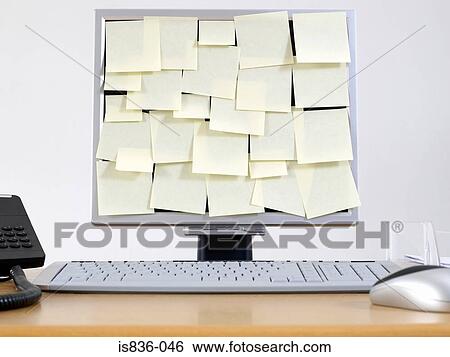 Computer monitor covered in adhesive notes View Large Photo Image Stock Photograph - Computer monitor covered in adhesive notes. Fotosearch
