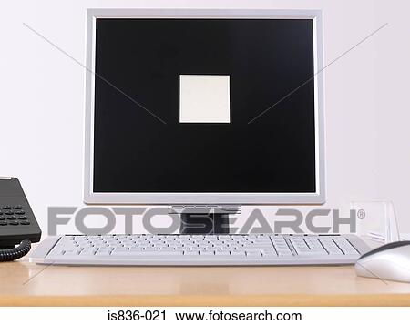 Computer monitor with an adhesive note on it View Large Photo Image Stock Image - Computer monitor with an adhesive note on it. Fotosearch