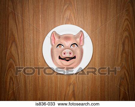 Pig mask on a plate View Large Photo Image Stock Image - Pig mask on a plate. Fotosearch