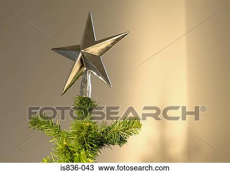 Stock Image - Star shape on top of christmas tree. Fotosearch