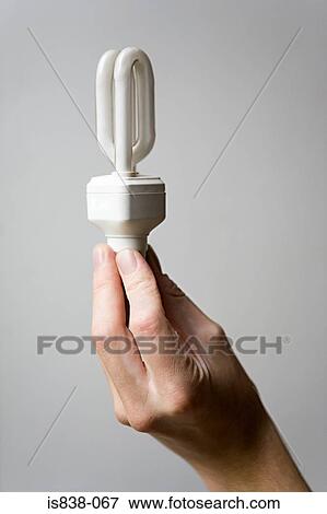 Person holding an energy saving lightbulb View Large Photo Image Stock Photo - Person holding an energy saving lightbulb. Fotosearch