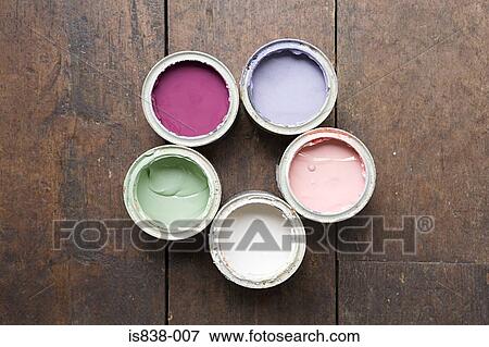 Pots of coloured paint View Large Photo Image Stock Photo - Pots of coloured paint. Fotosearch