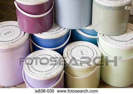 Stock Photography - Pots of coloured paint. Fotosearch