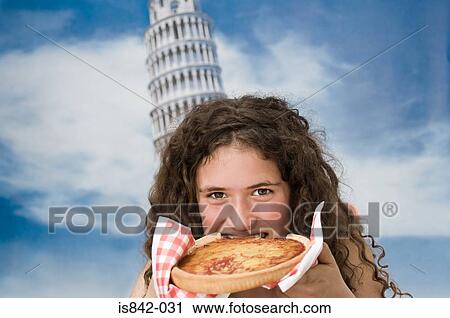lady in leaning tower of pizza