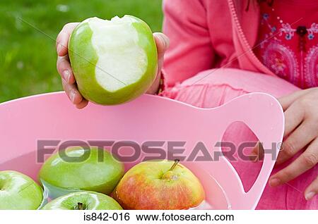 Girl with apples View Large Photo Image Stock Photograph - Girl with apples. Fotosearch