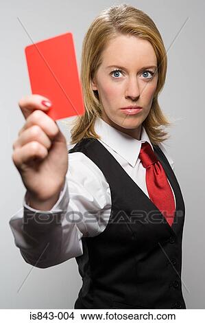 Woman holding red card View Large Photo Image Picture - Woman holding red card. Fotosearch