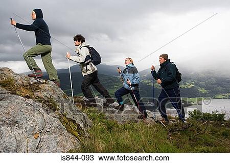Four hikers View Large Photo Image Stock Image - Four hikers. Fotosearch