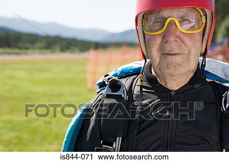 Senior adult parachutist View Large Photo Image Stock Image - Senior adult parachutist. Fotosearch