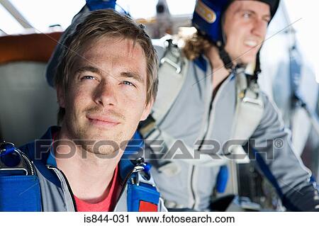 Stock Image - Two male parachutists. Fotosearch